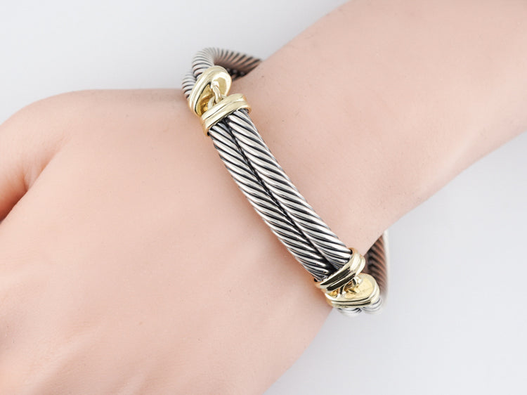 Yurman Bangle Cuff Bracelet in Sterling Silver & 14k Yellow Gold