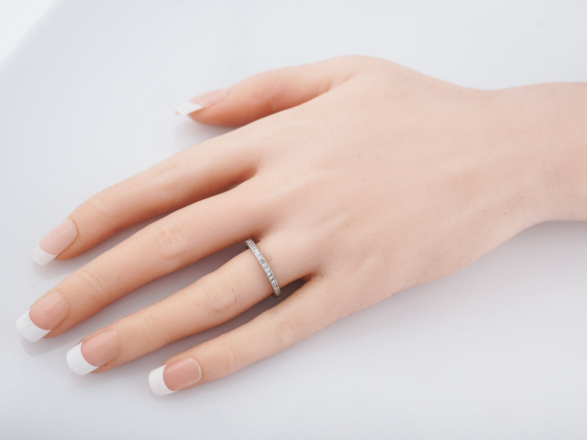 Antique Eternity Wedding Band Art Deco .46 Single Cut Diamonds in Platinum