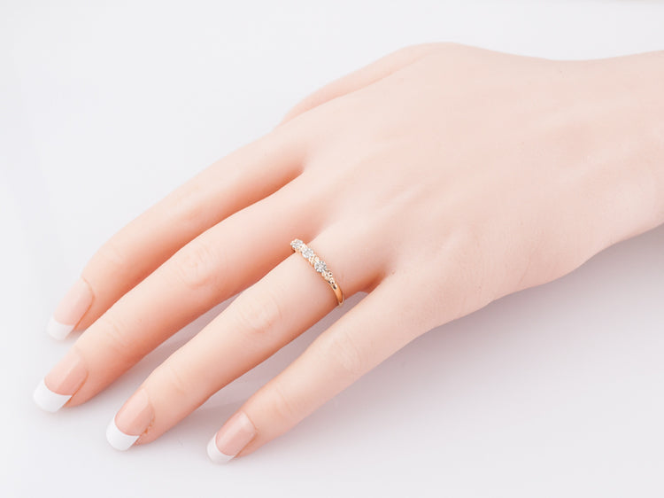 Vintage Wedding Band Retro .05 Single Cut Diamonds in 14k Rose & White Gold