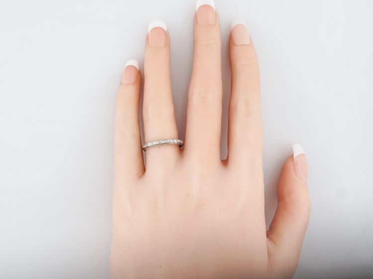 Antique Wedding Band Art Deco Orange Blossom in 18k White Gold