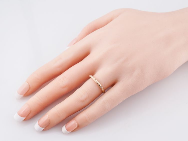 Antique Wedding Band Art Deco Orange Blossom in 14k Yellow Gold