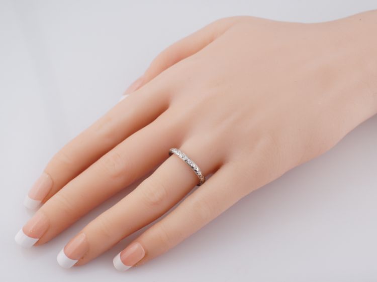 Antique Wedding Band Art Deco Belais Brothers Orange Blossom in 18k White Gold