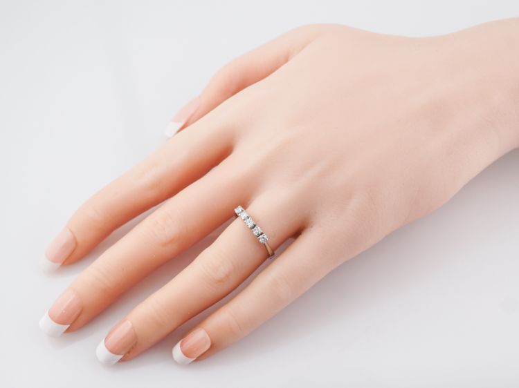 Wedding Band Modern .35 Round Brilliant Cut Diamonds in 18k White Gold