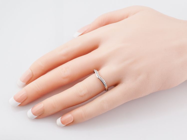 Wedding Band Modern .30 Round Brilliant Cut Diamonds in 14k White Gold