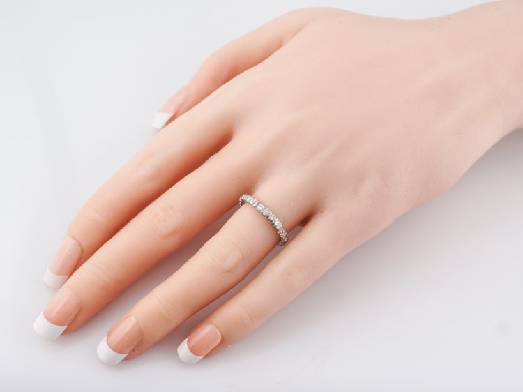 Wedding Band Modern .84 Round Brilliant & Baguette Cut Diamonds in Platinum