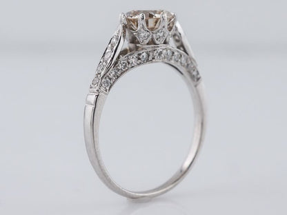 Engagement Ring Modern 1.15 Round Brilliant Cut Diamond in 14k White Gold