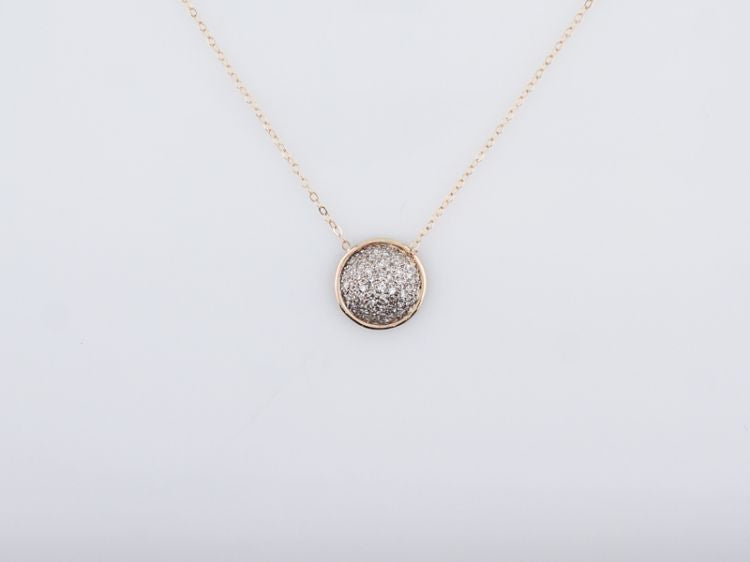 Modern Pave Pendant .62 Single Cut Diamonds in 14k Yellow Gold