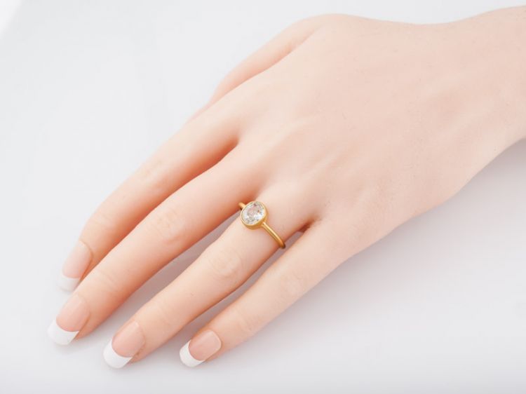 Engagement Ring Custom 1.19 Old Mine Cut Cushion Diamond in 14k Yellow Gold