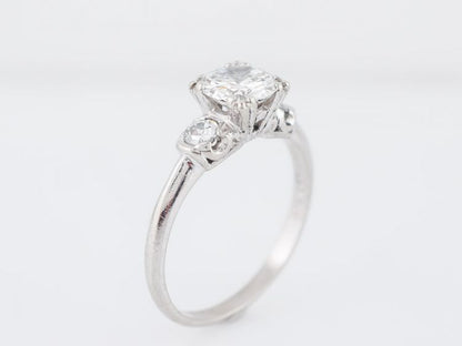 Vintage Engagement Ring Mid-Century .91 Transitional Cut Diamond in Platinum
