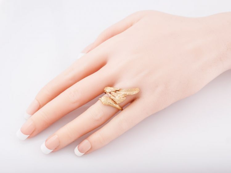 Vintage Right Hand Ring Mid-Century .04 Round Brilliant Cut Ruby in 14k Yellow Gold