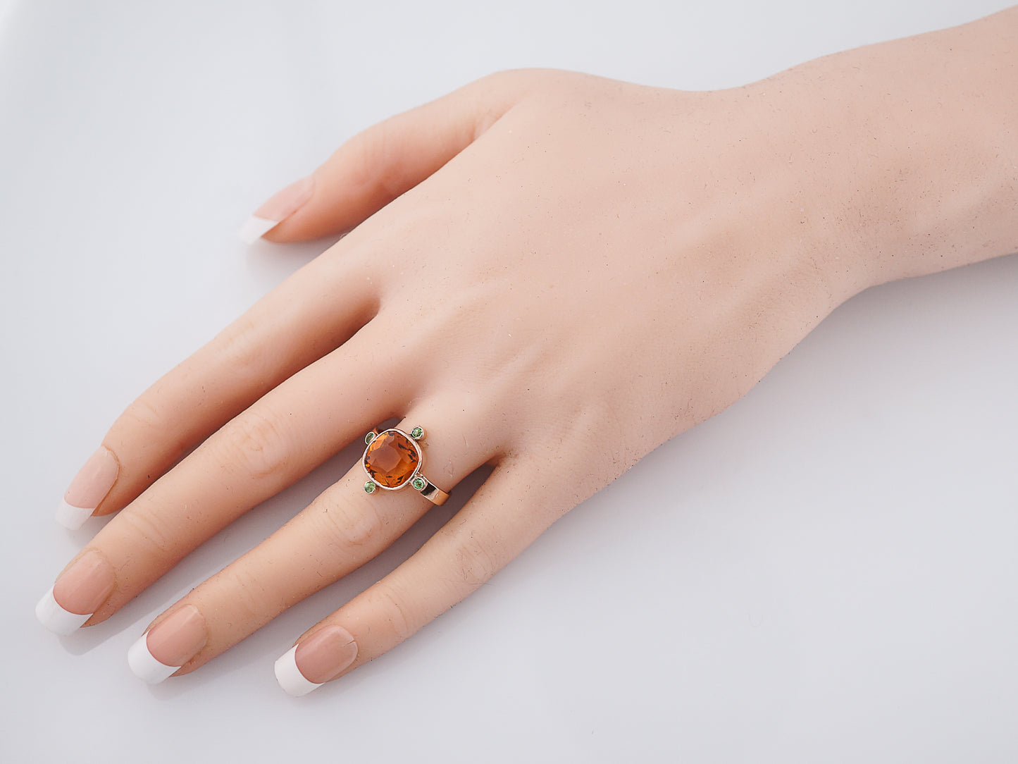 Vintage Right Hand Ring Retro 3.74 Cushion Cut Citrine in 9k Rose Gold