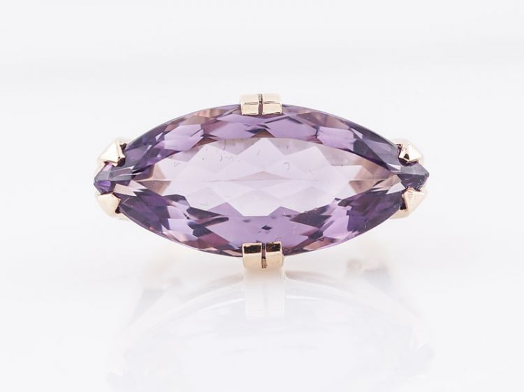 10k popular Marquis Amethyst/Diamonds Ring