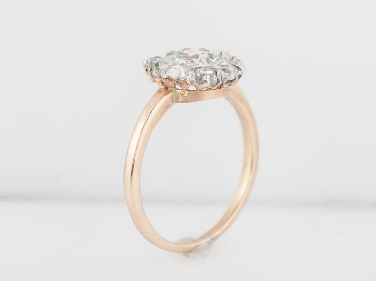 Cluster Diamond Engagement Ring European Diamonds in 14k