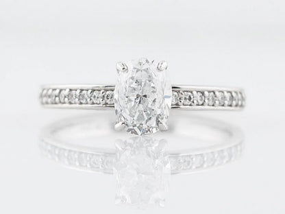 Engagement Ring Modern 1.01 Oval Cut Diamond in 14k White Gold