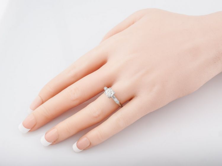 Classic 1 Carat Diamond Engagement Ring Art Deco