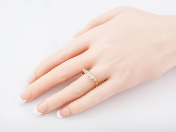 Antique Wedding Band Victorian .52 Old Mine Cut Diamonds in 18k Yellow Gold