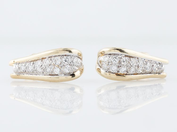 Earrings Modern .52 Round Brilliant Cut Diamonds in 14k Yellow Gold