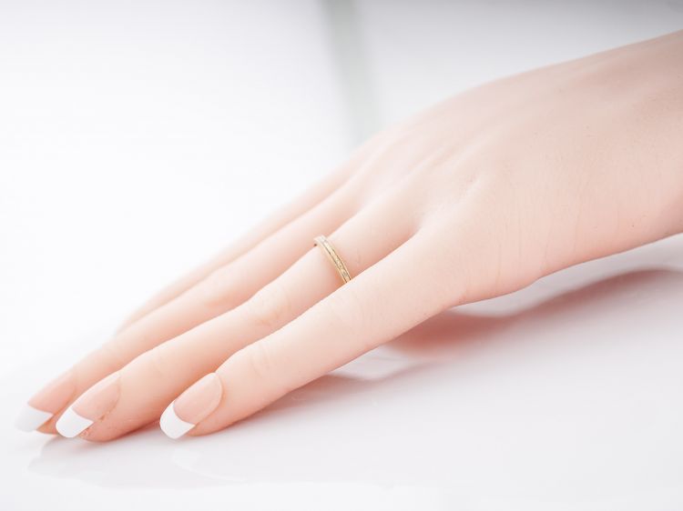 Antique Wedding Band Art Deco Orange Blossom 14k in Yellow Gold