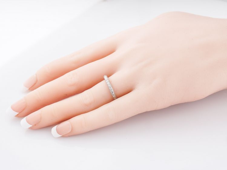 Antique Wedding Band Retro Two-Tone Orange Blossom in 18k White & Yellow Gold