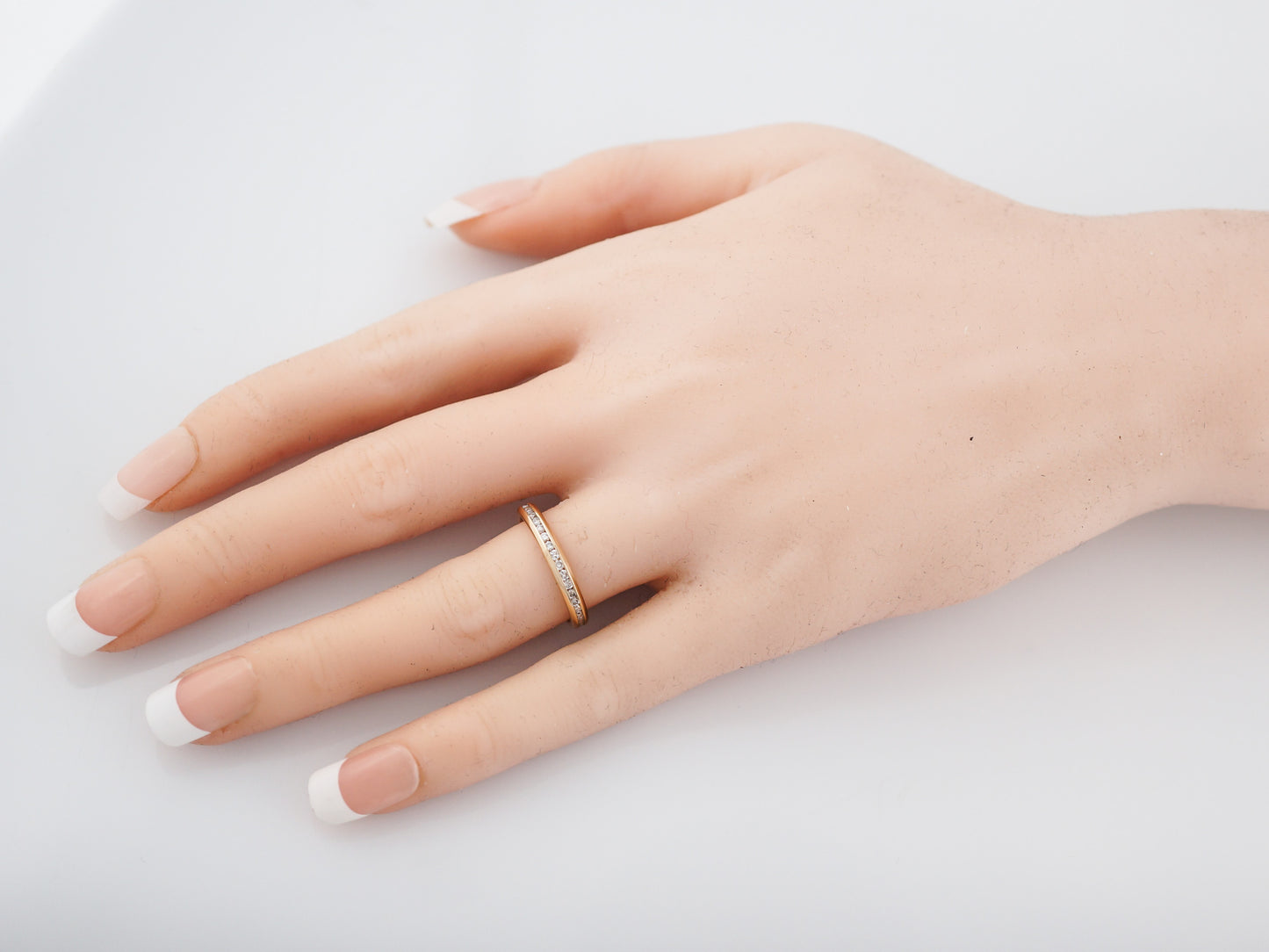 Modern Eternity Wedding Band .38 Round Brilliant Cut Diamonds in 14k Yellow Gold