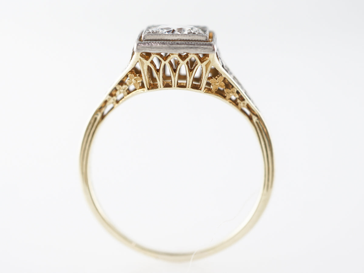 1930's Diamond Solitaire Two-Tone Engagement Ring