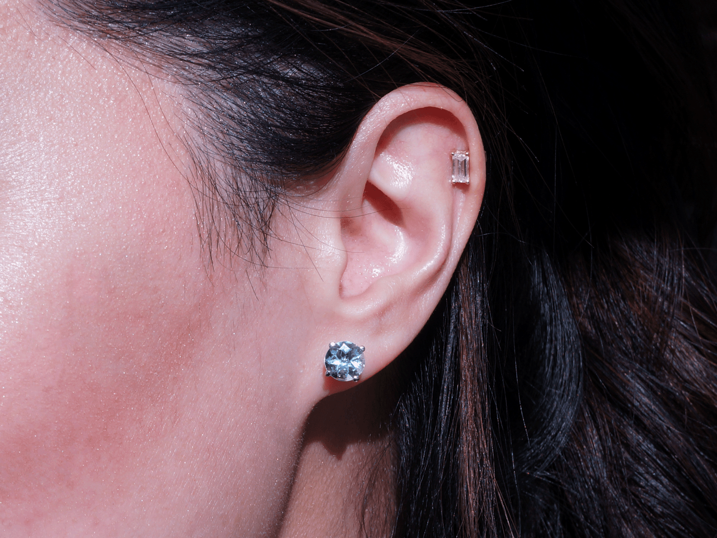 2 Carat Aquamarine Earrings in White Gold