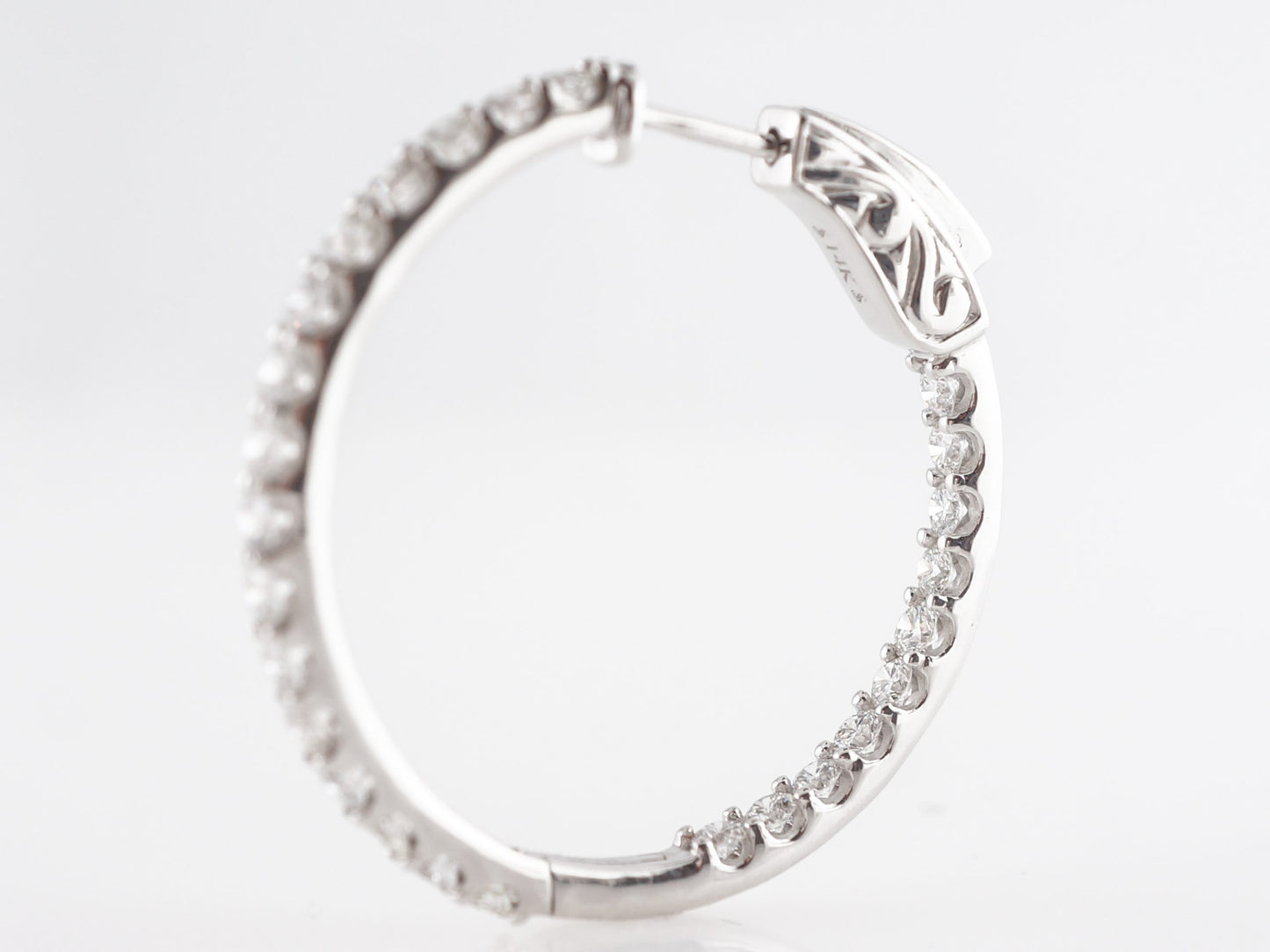 2 Carat Diamond Hoop Earrings in 14k White Gold