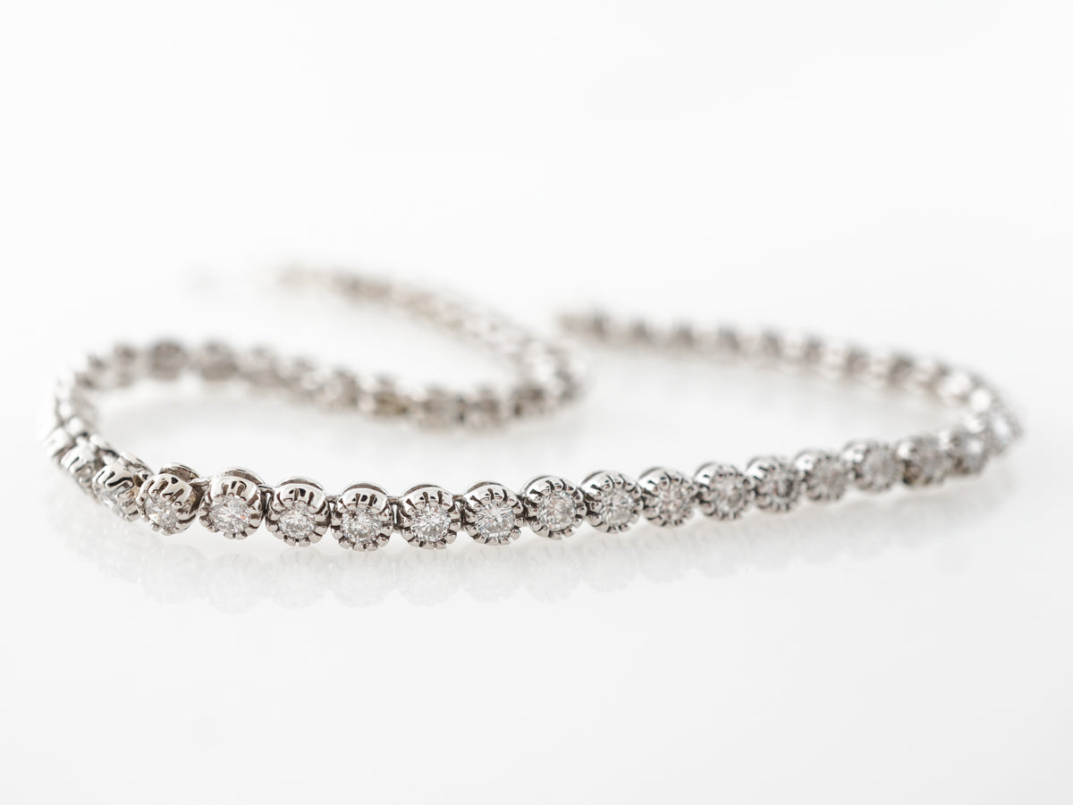 Bezel Set Diamond Tennis Bracelet in White Gold