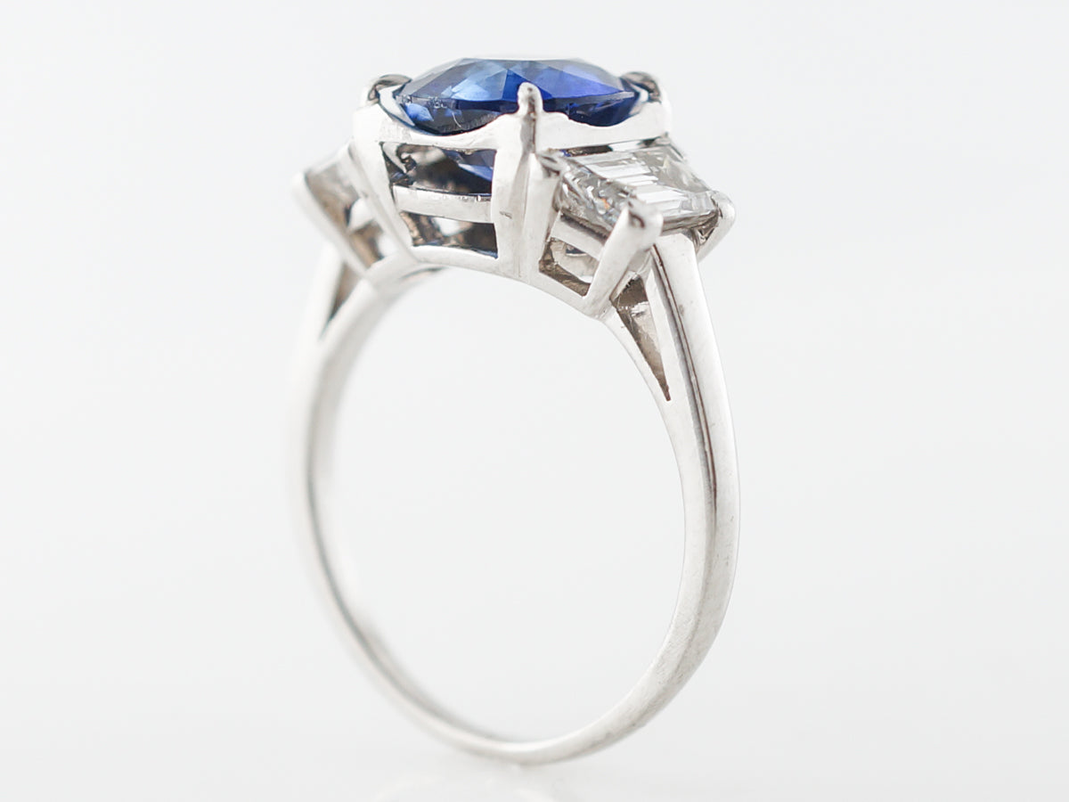2.5 Carat Cushion Cut Sapphire Engagement Ring in Platinum
