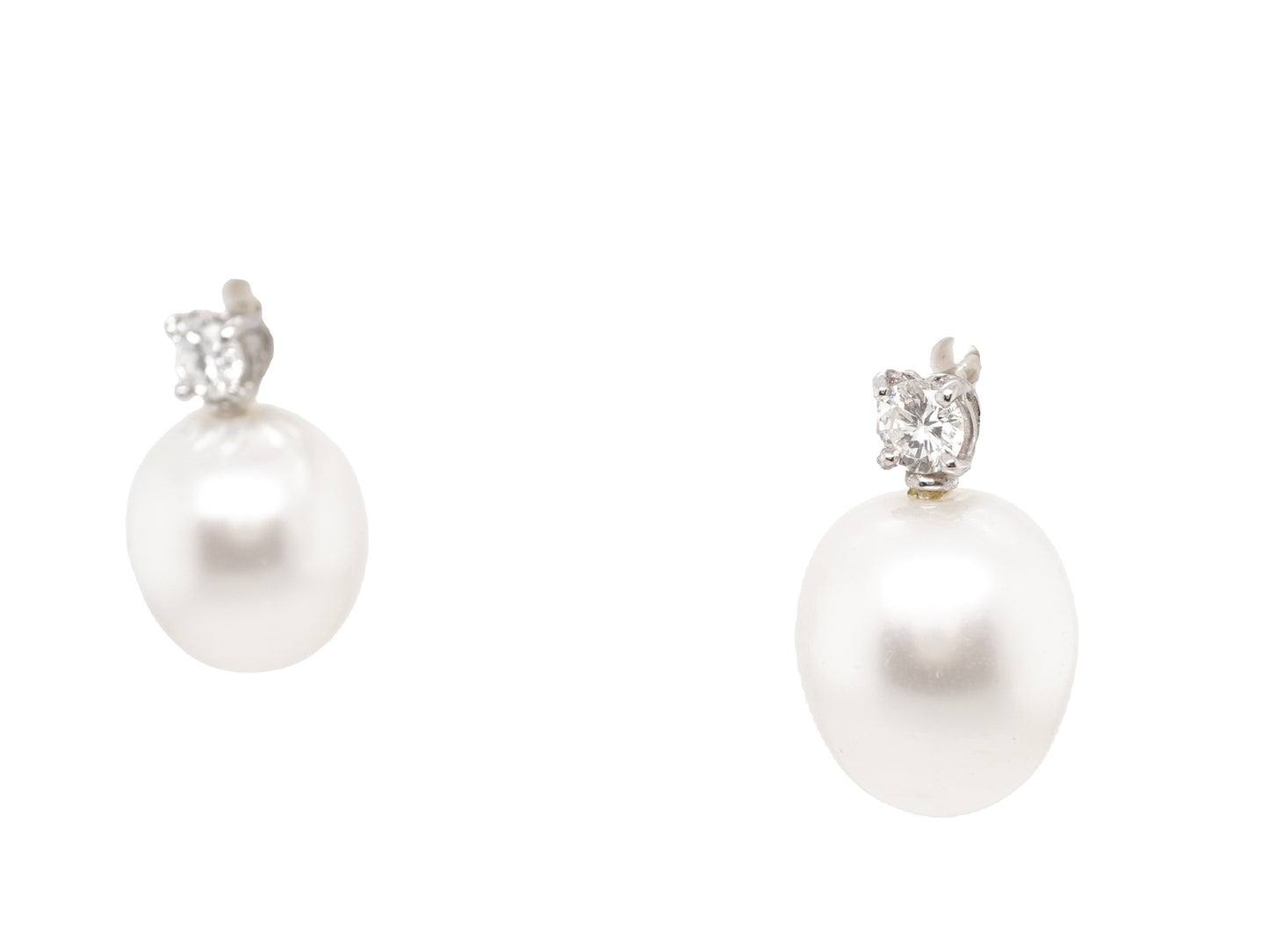 .45 Carat Diamond & Pearl Earrings in Platinum