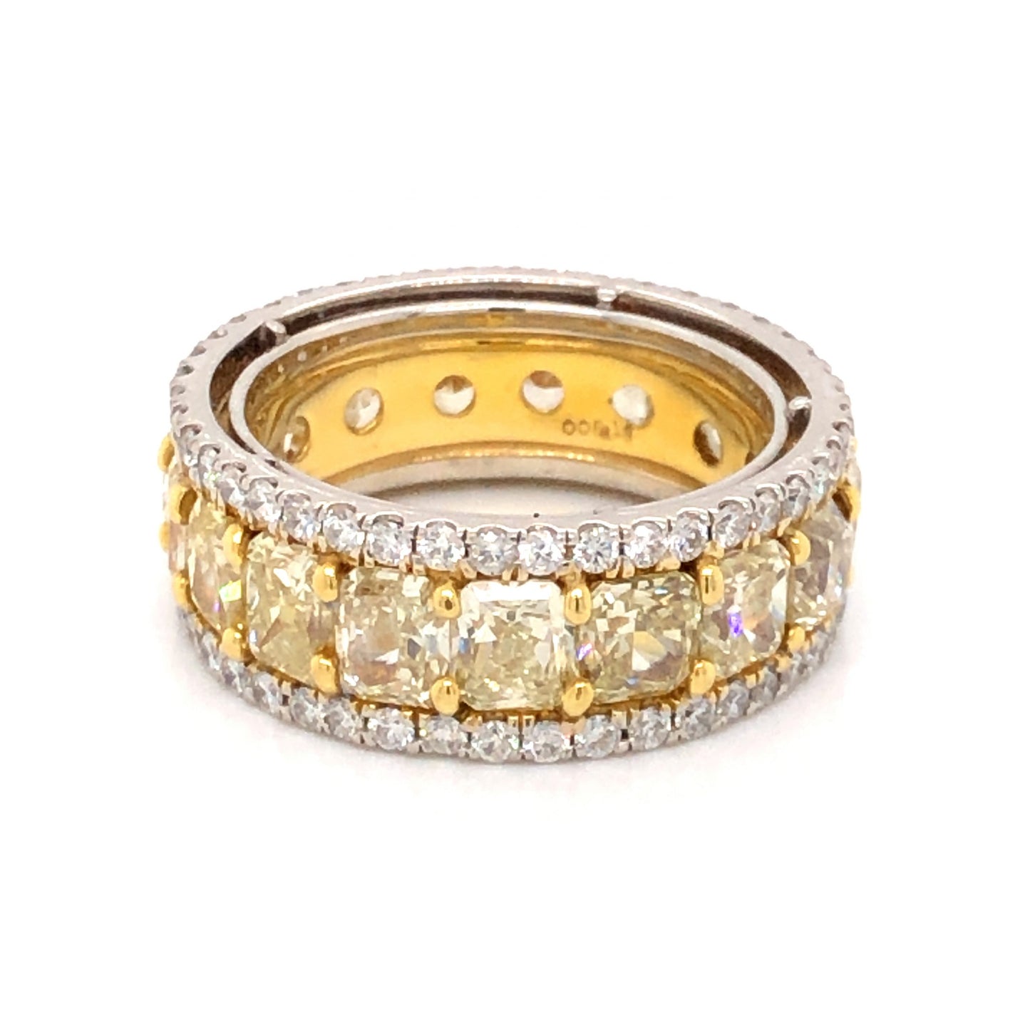 9.02 Radiant Cut Yellow Diamonds in Platinum & 18k Yellow Gold