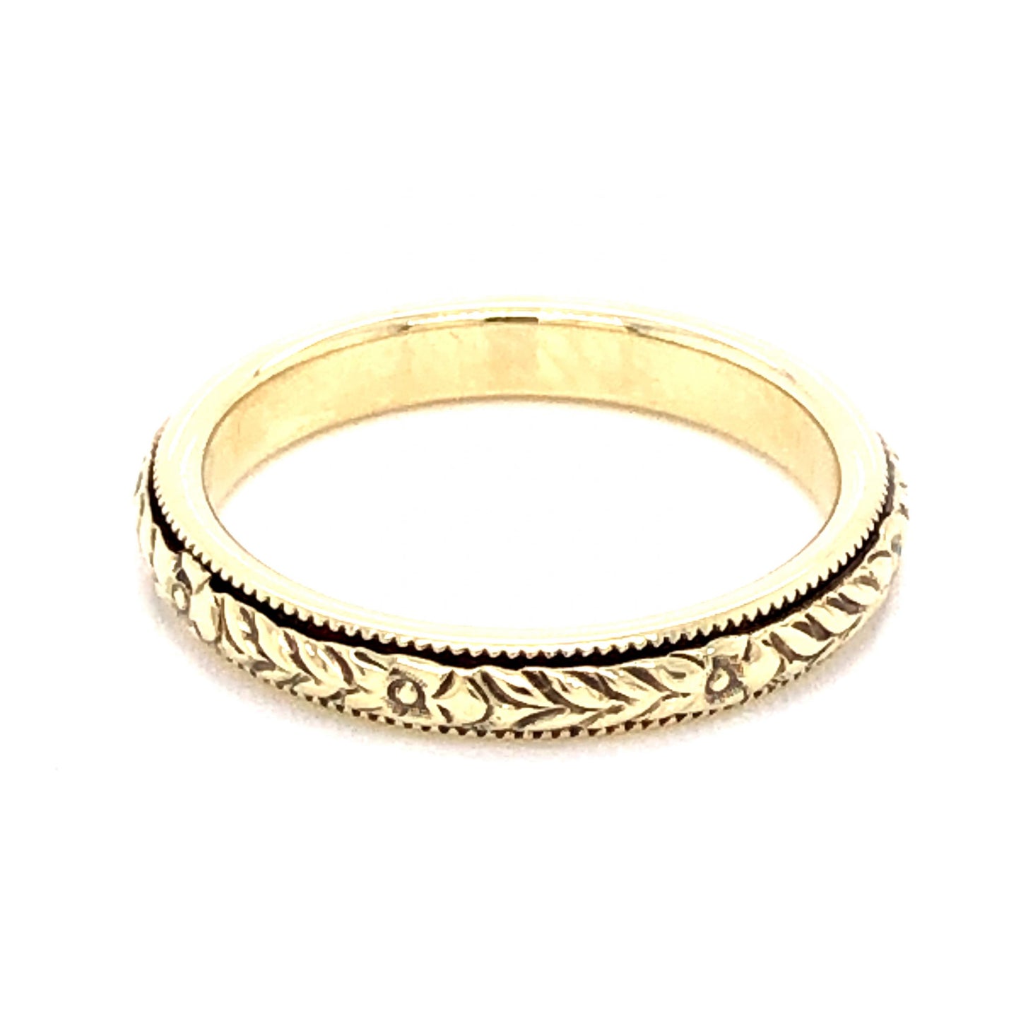 3mm Art Deco Engraved Wedding Band in 14k Yellow Gold