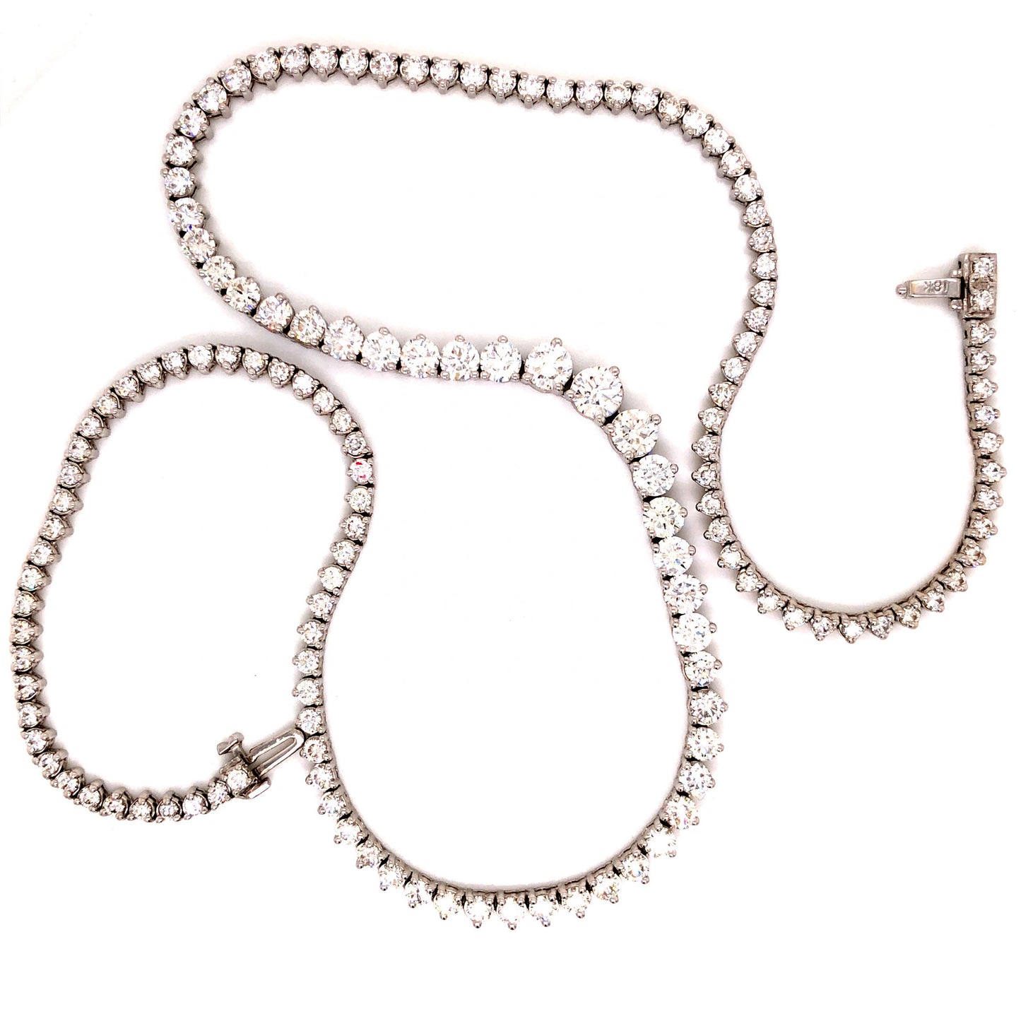 13.82 Diamond Riviera Necklace in 18K White Gold