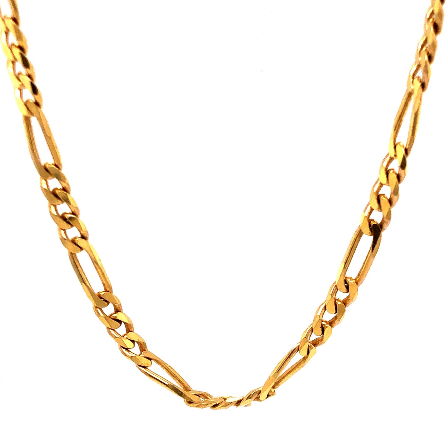 36 Inch Figaro Chain Necklace in 14k Yellow Gold