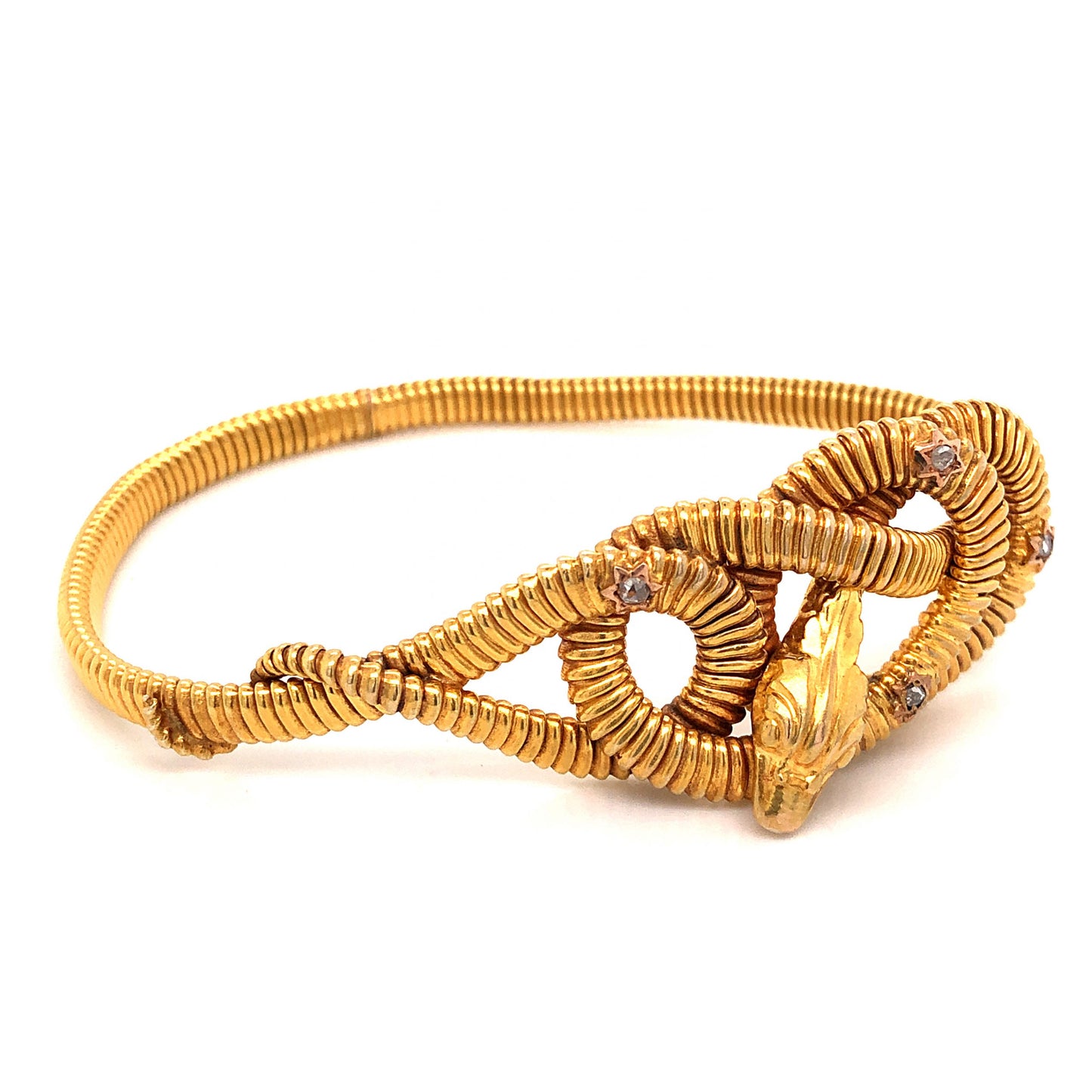 Victorian .10 Diamond Serpent Bracelet in 18k Yellow Gold