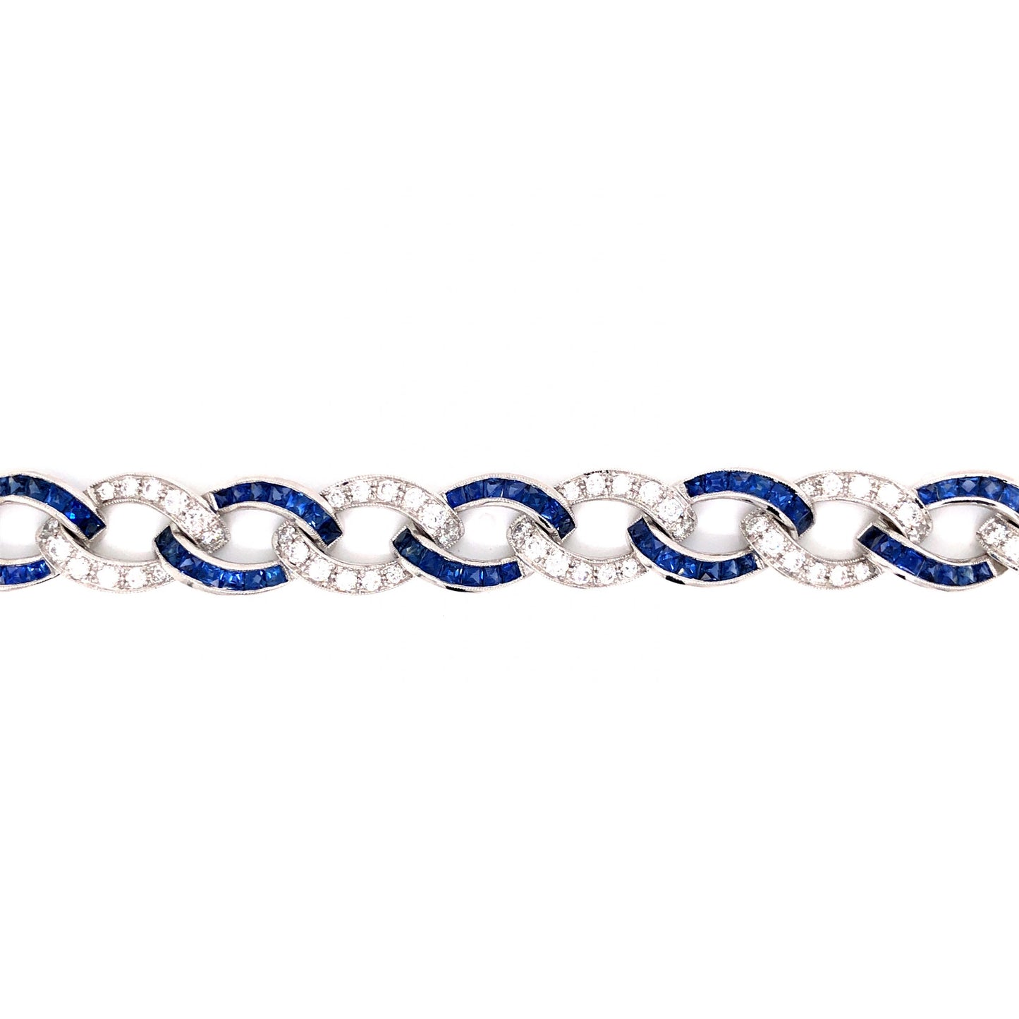 Diamond & Sapphire Link Bracelet in Platinum