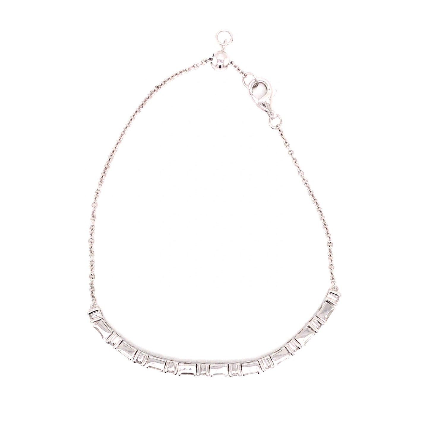 1.59 Round & Baguette Cut Diamond Bracelet in 18k White Gold