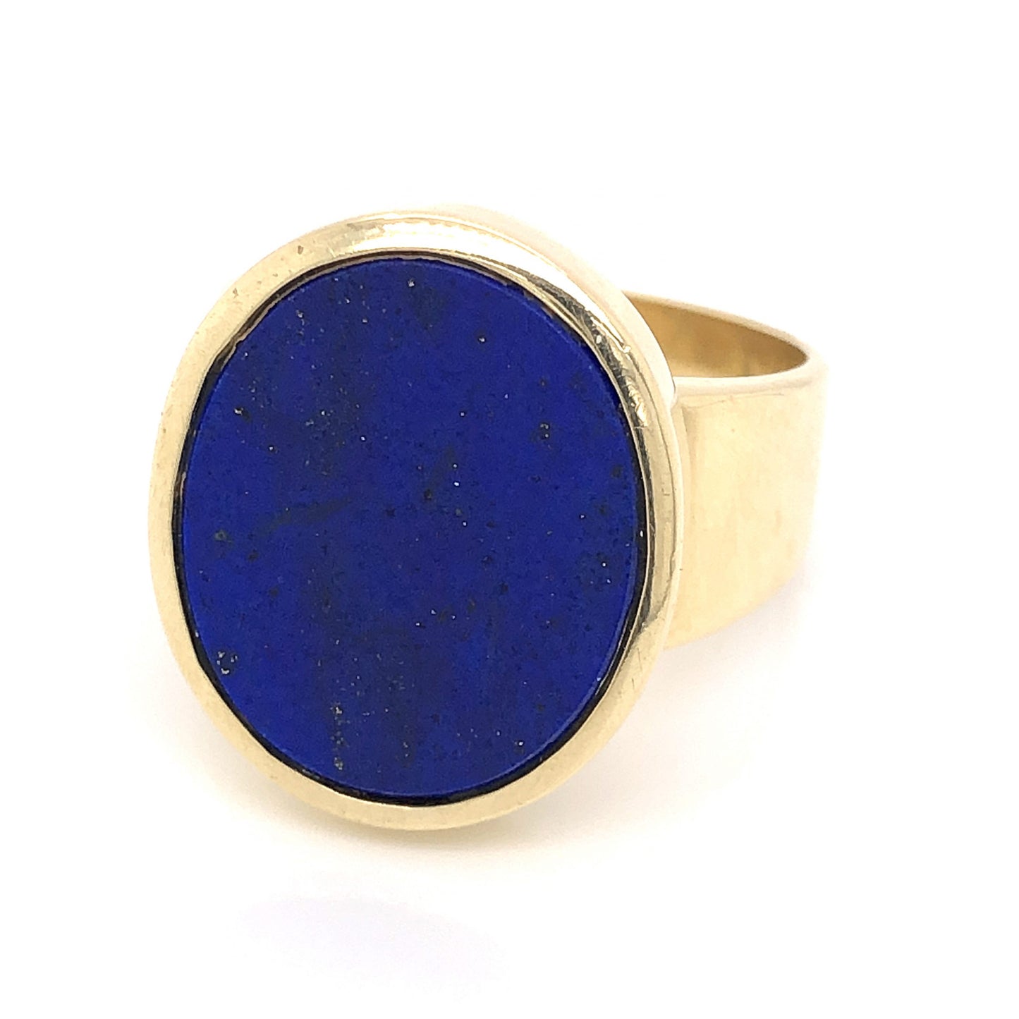 Mid-Century Lapis Lazuli Tablet Ring in 14k Yellow Gold