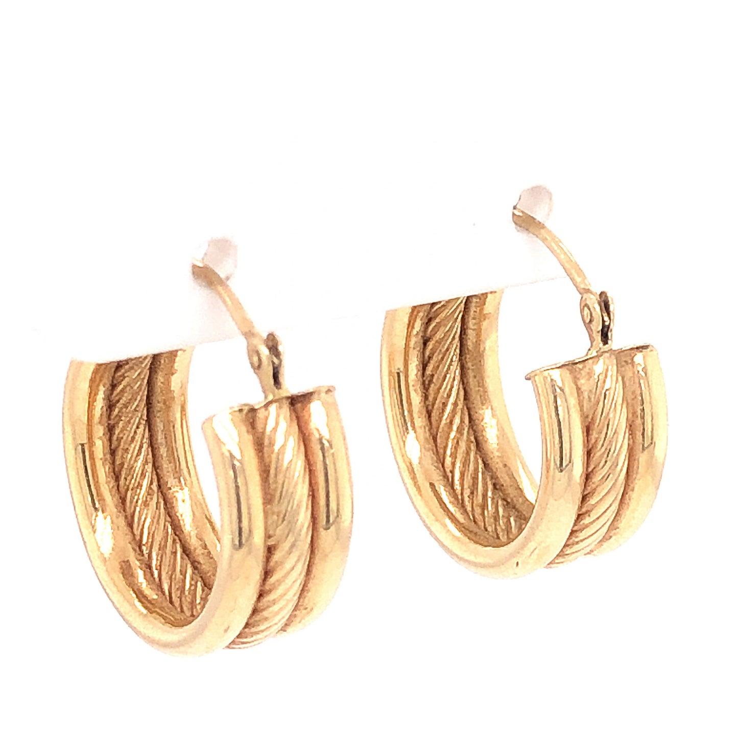 Small Textured Hoop Earrings in 14k Yellow Gold