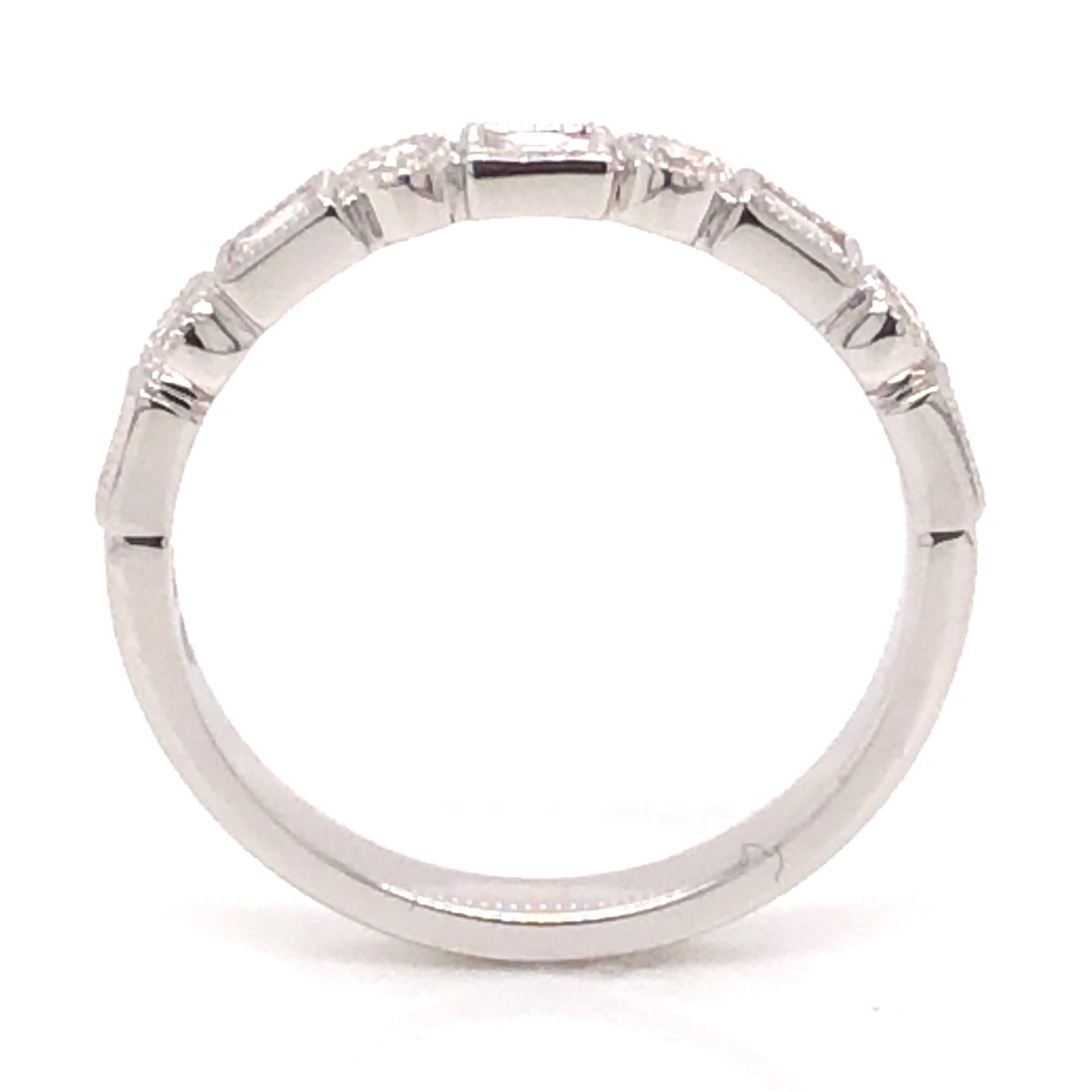 .28 Baguette & Round Diamond Wedding Band in 14k White Gold