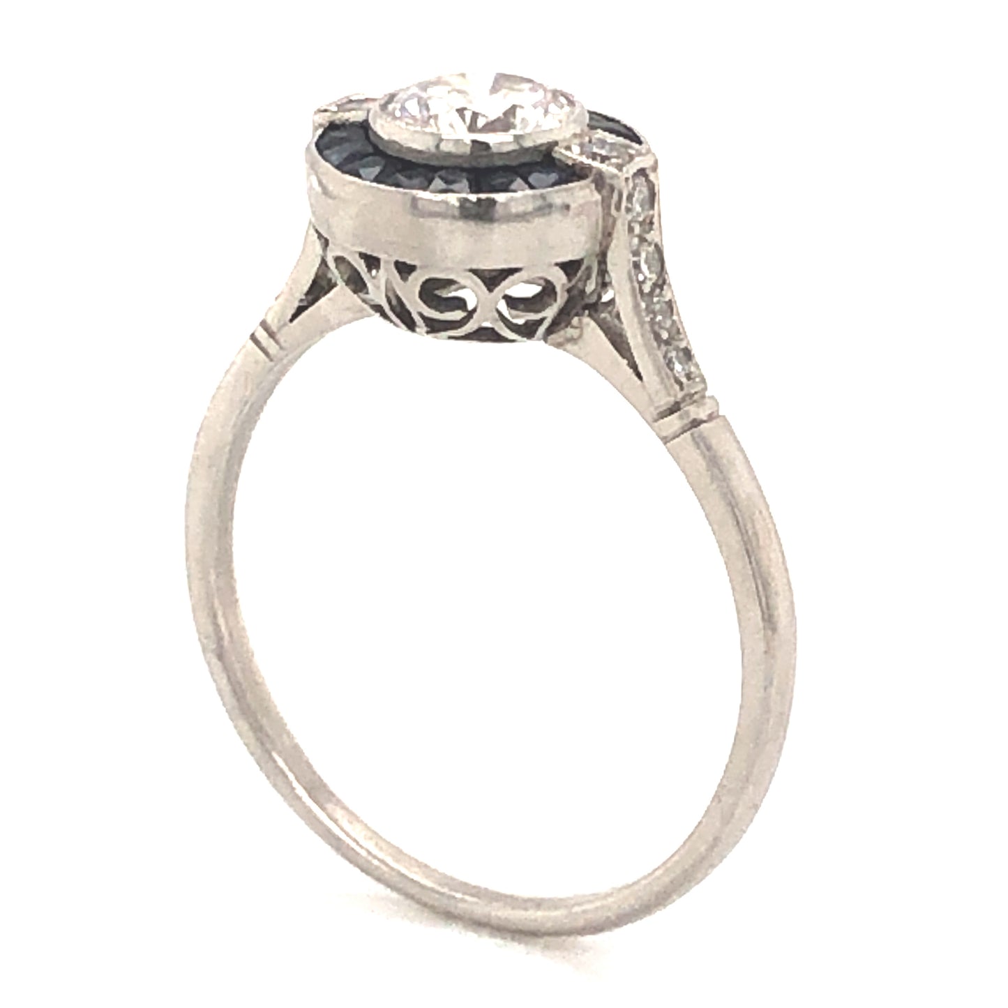 .53 Round Brilliant Cut Diamond & Sapphire Ring in Platinum