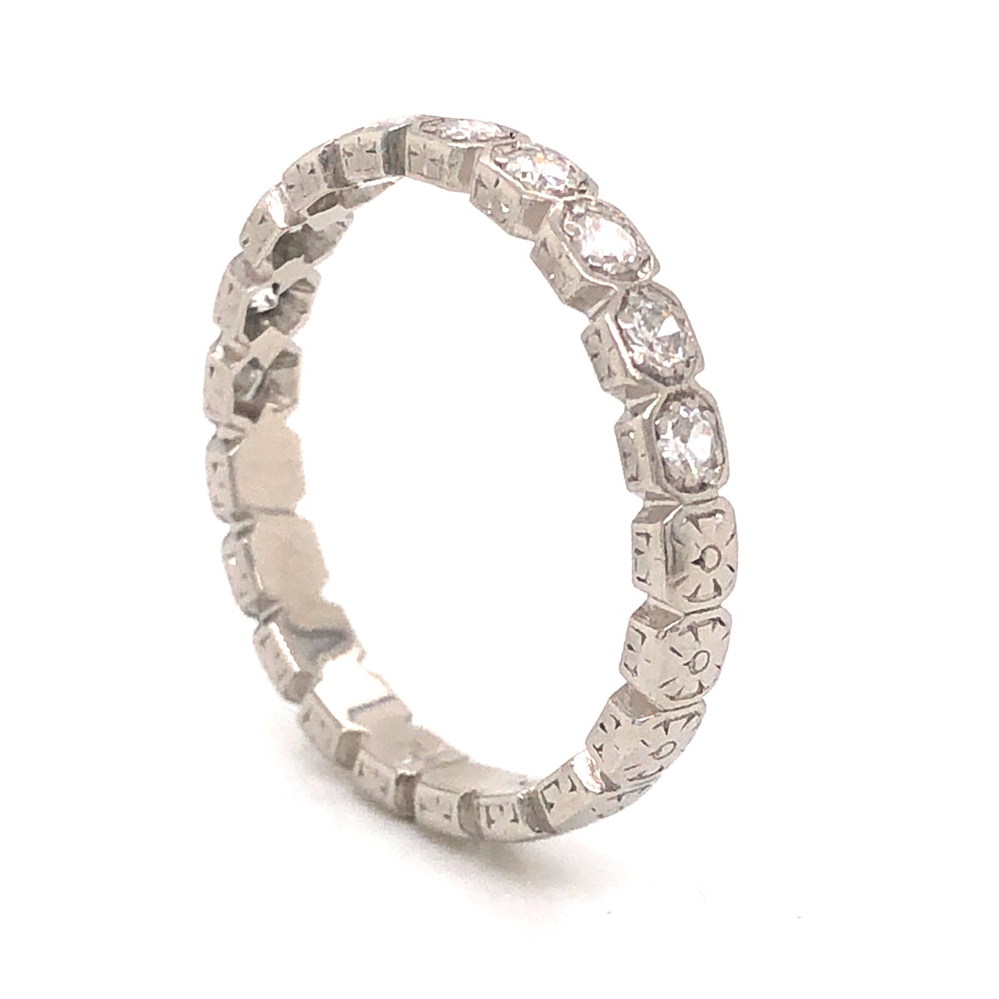 .50 Art Deco Bezel Diamond Wedding Band in Platinum