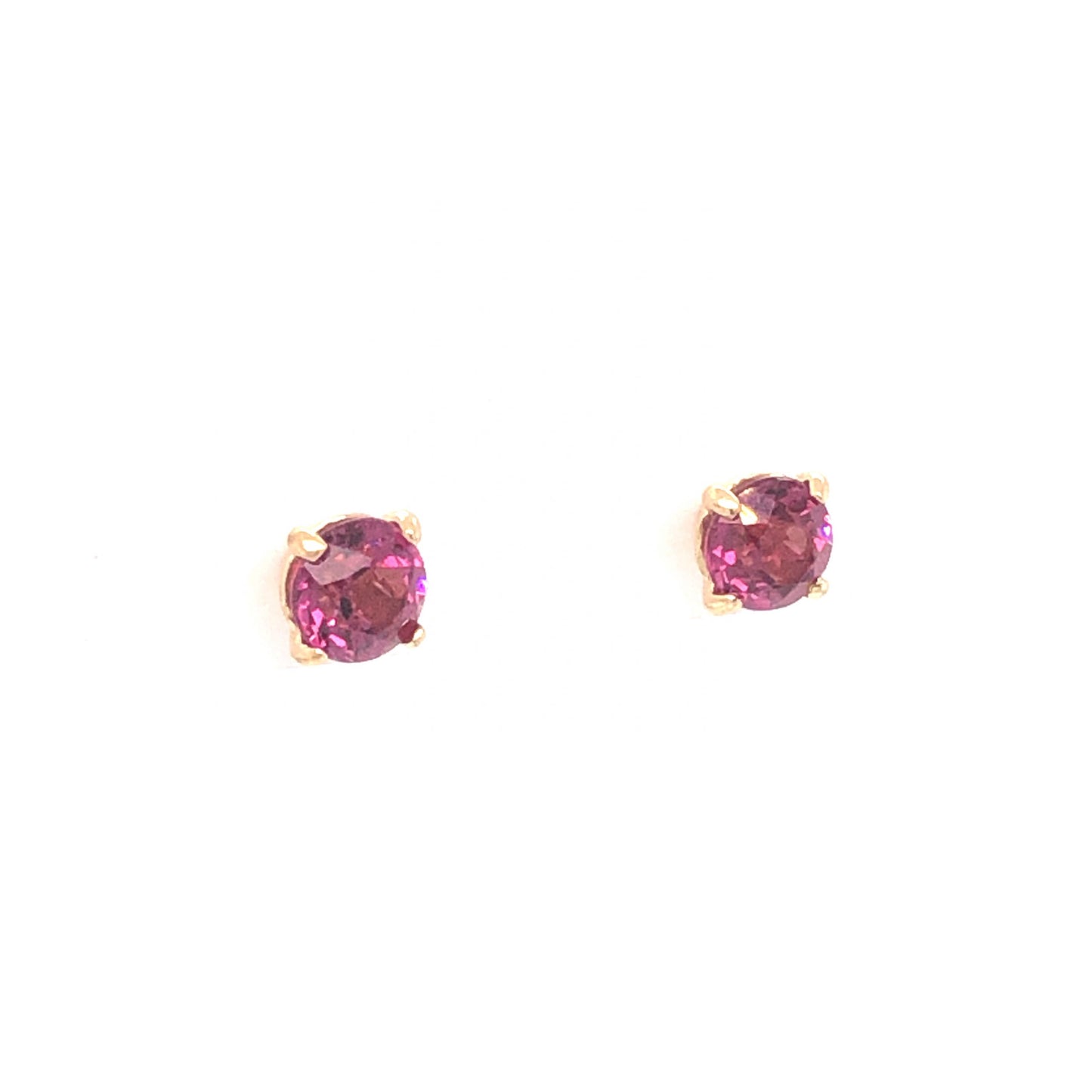 Round Pink Tourmaline Earrings in 14k Yellow Gold