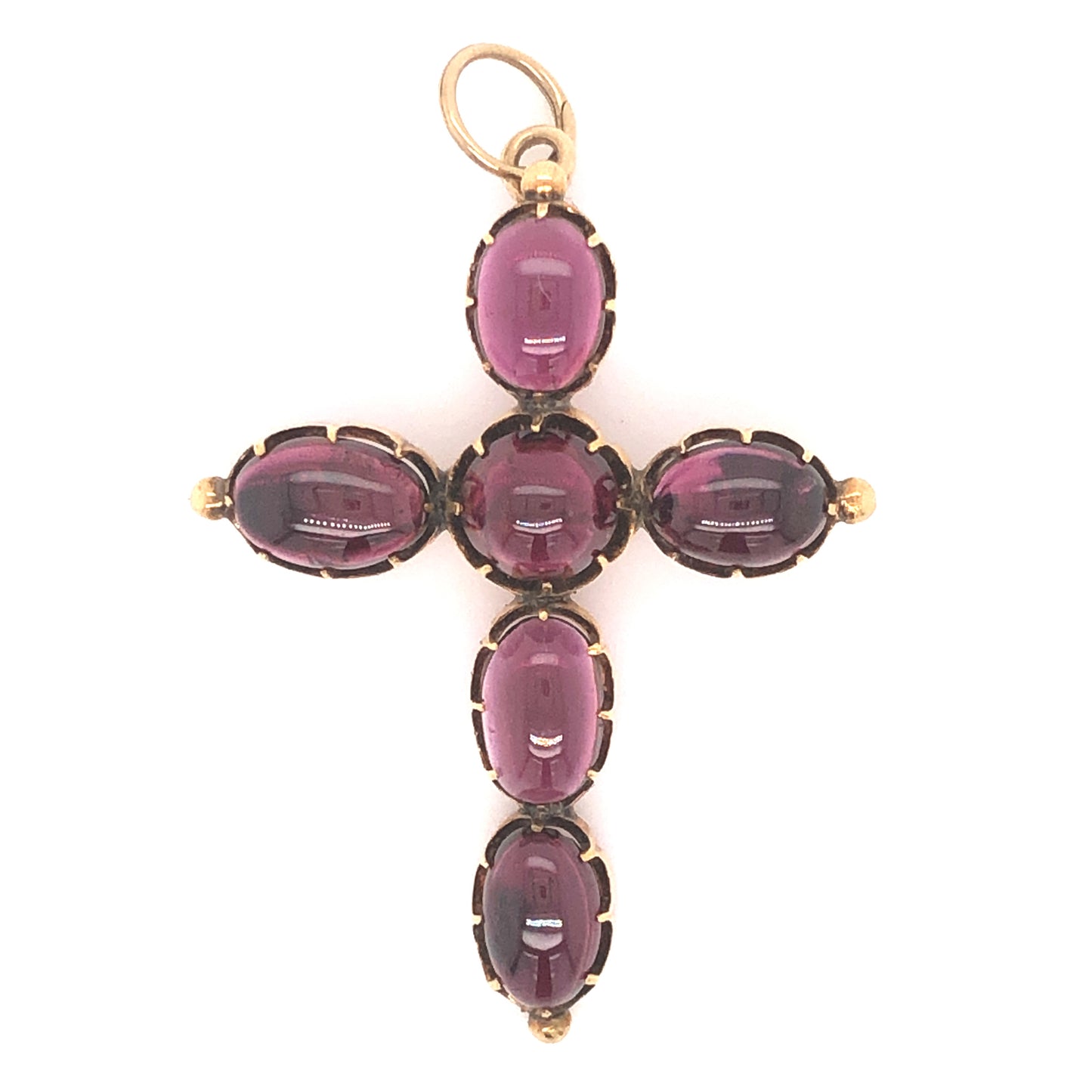 Victorian Garnet Cross Pendant in 18k Yellow Gold