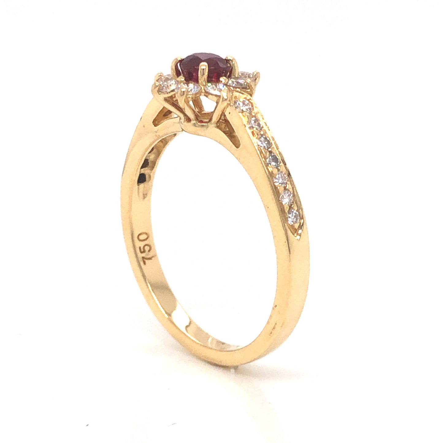 Tiffany and Co. Ruby & Diamond Engagement Ring in 18k Yellow Gold
