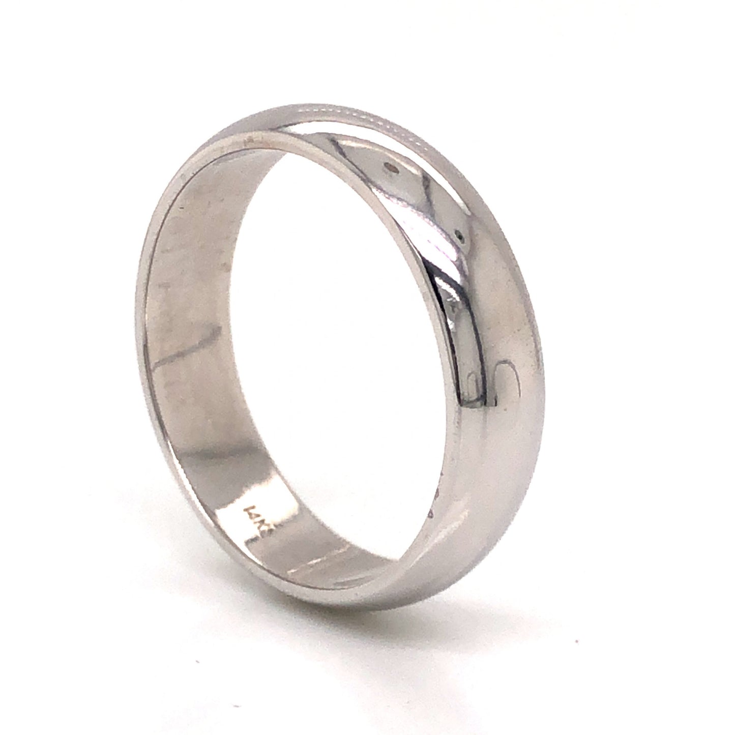 Men's 5mm Half Round Wedding Band in 14K White Gold