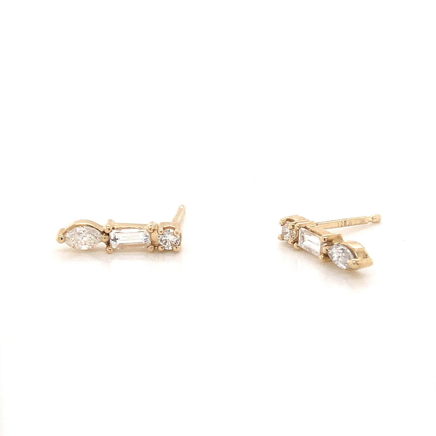 Stacked Diamond Stud Earrings in 14K Yellow Gold