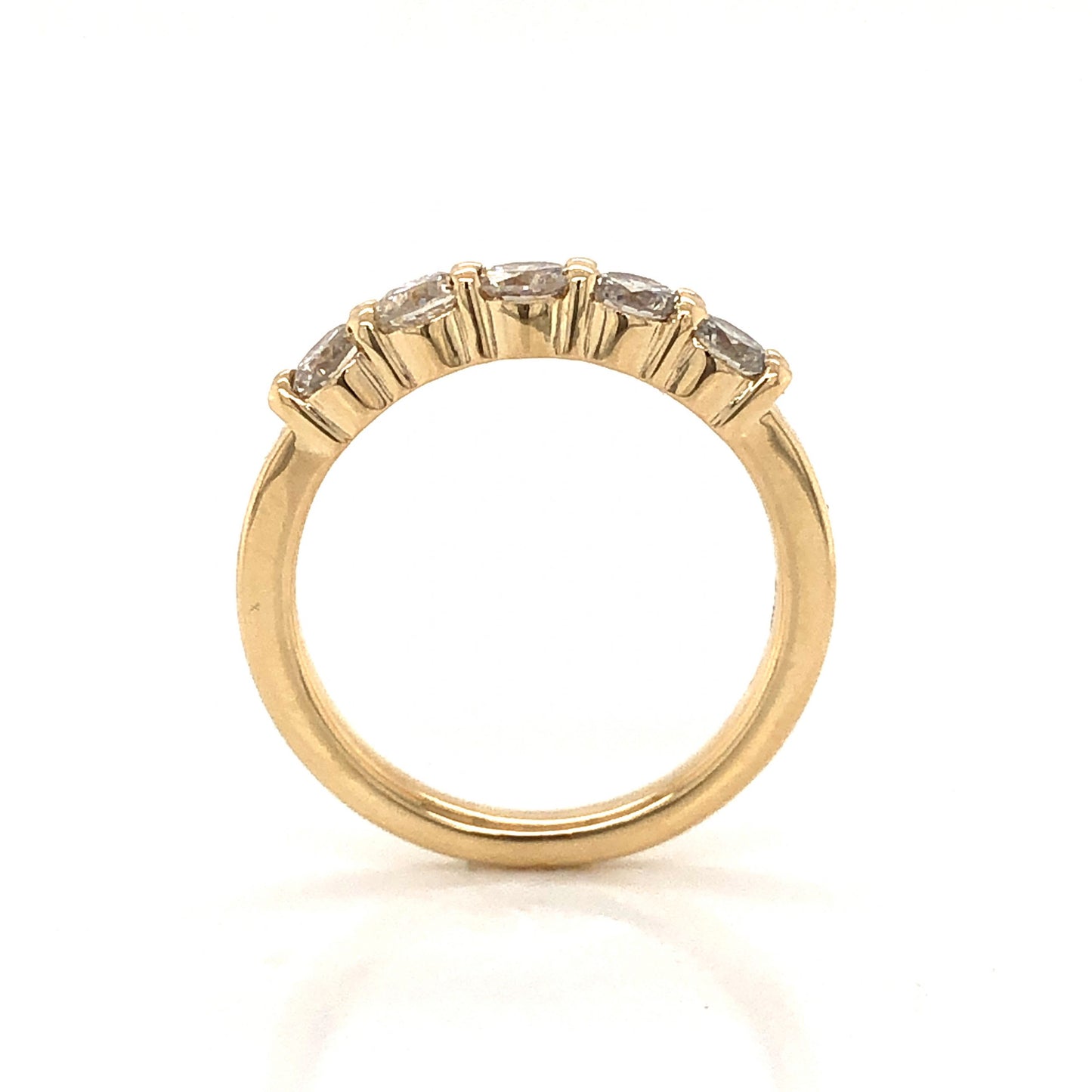 Modern Five Stone Diamond Wedding Band in 14k Yellow Gold