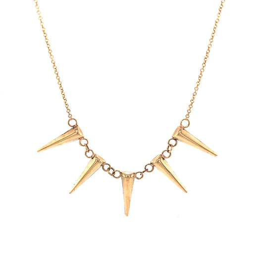 16 Inch Spike Necklace in 14k Yellow Gold