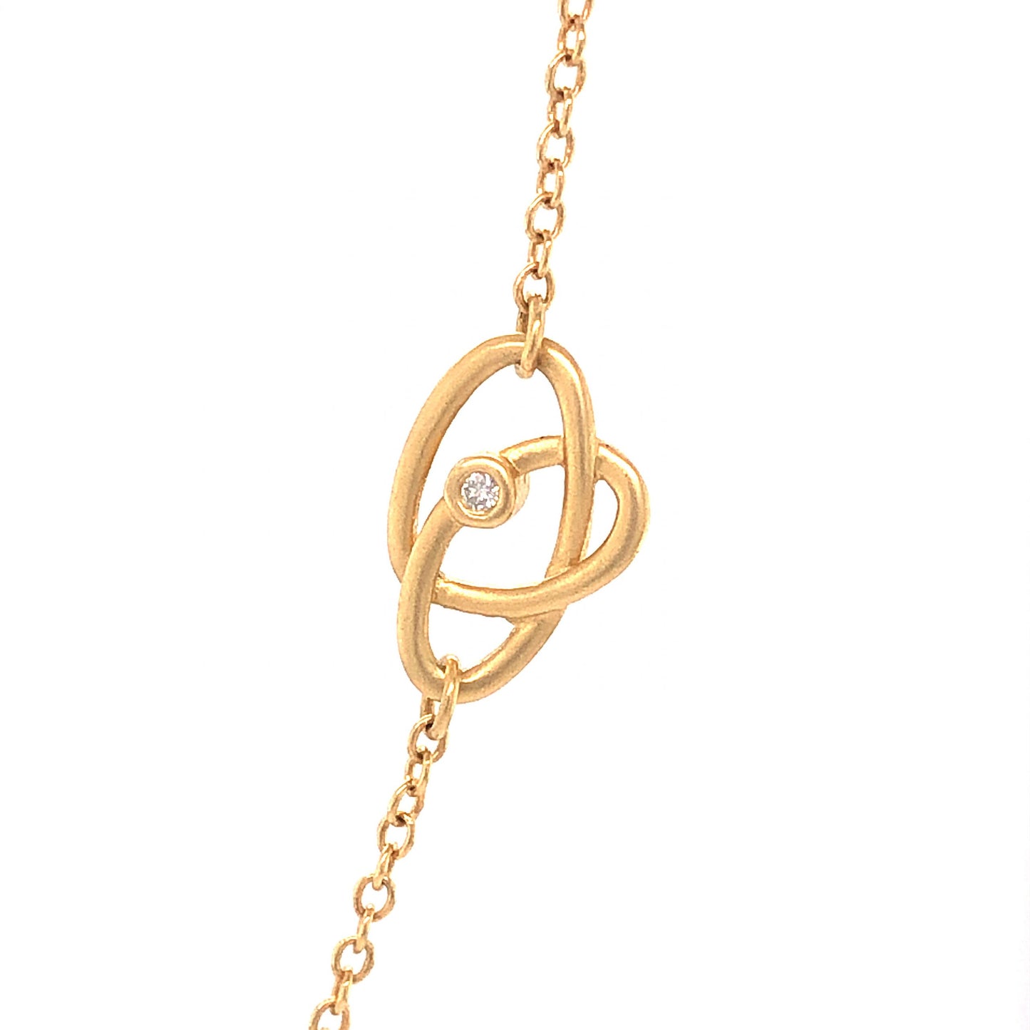 Diamond Knot Station Necklace in 18k Yellow Gold